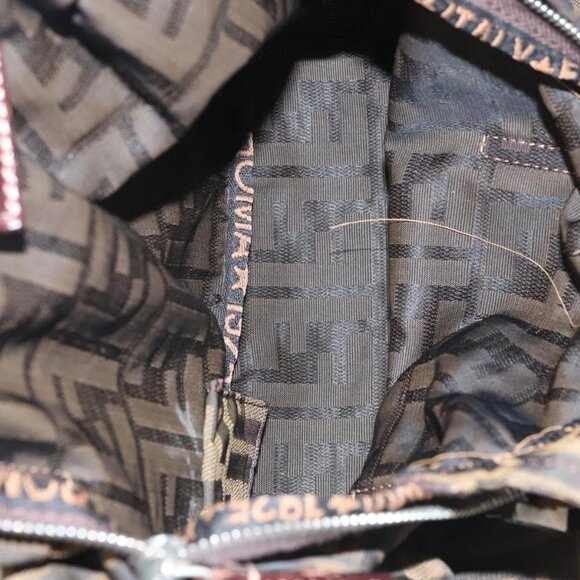 FENDI Zucca Canvas Hand Bag Black Brown Auth ep8782 - Picture 10 of 16